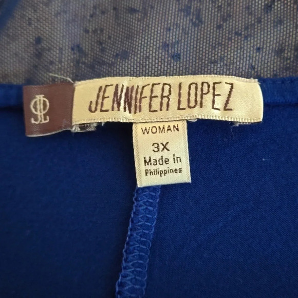 J-Lo Jennifer Lopez Royal Blue Tank Top Rivets Net Trim Hi-Low Hem Women size 3X - Picture 7 of 11